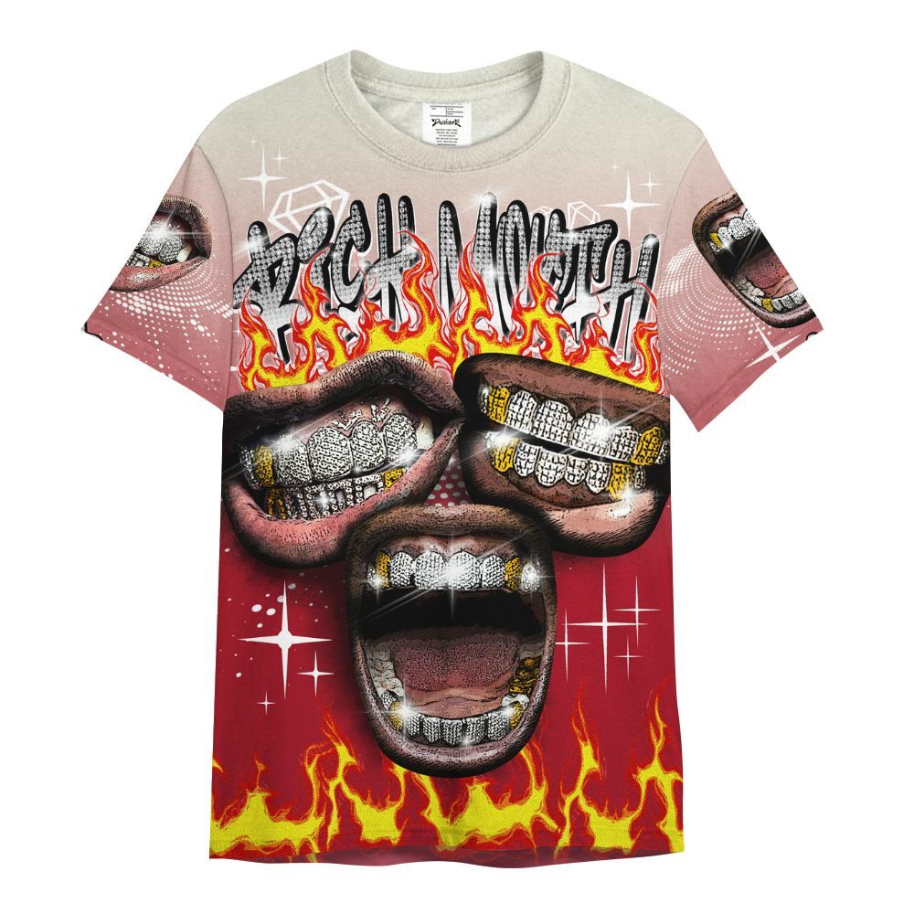 Shirt To Match 2025 High OG Cinnabar 1s - Rich Mouth Fire Rap Retro 90s All Over Print