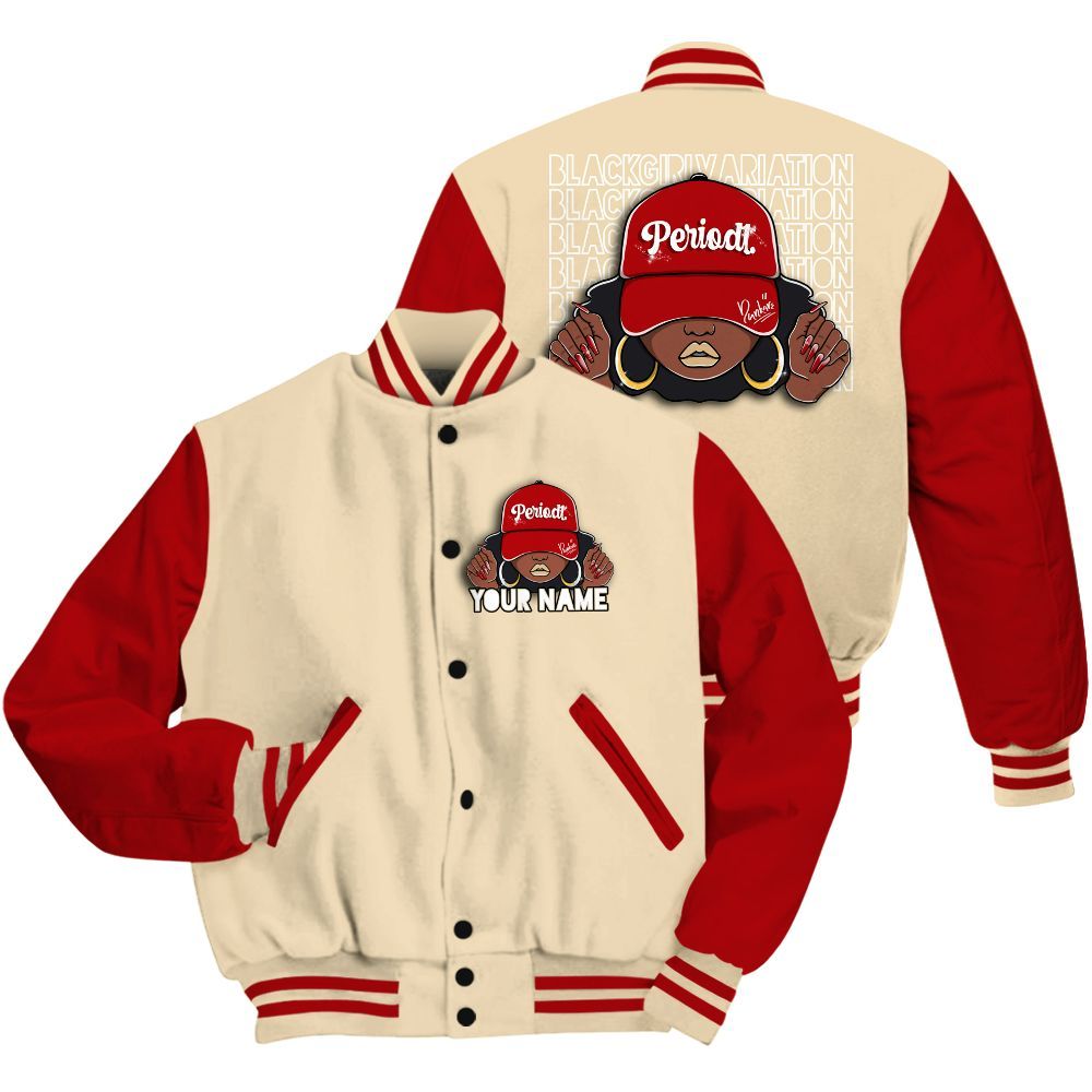 Varsity Jacket To Match Dunk Low Strawberry Waffle - Custom Name Black Girl All Over Print