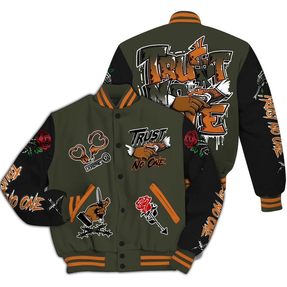Varsity Jacket To Match Retro Undefeated 4s - Trust No One Dripping All Over Print