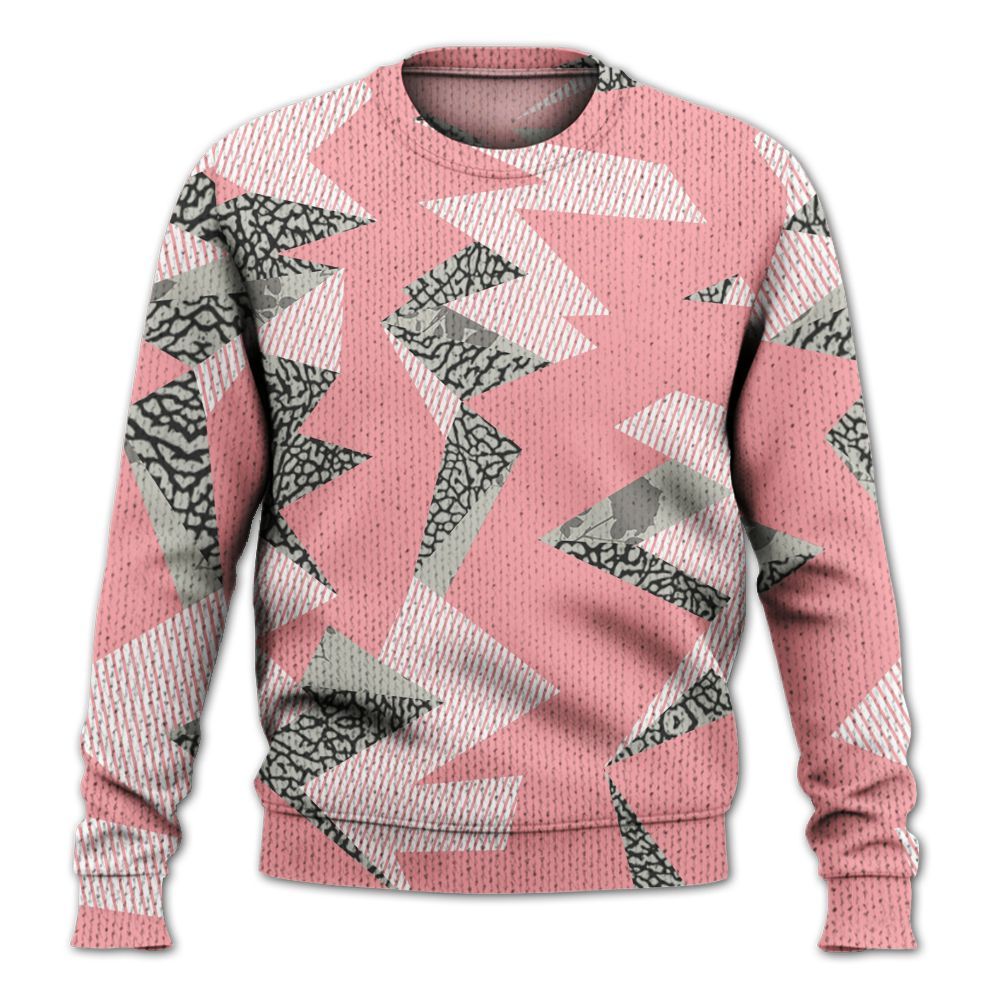 Knitted Sweater To Match Retro Wings 3s - Geometric Camouflage Pattern