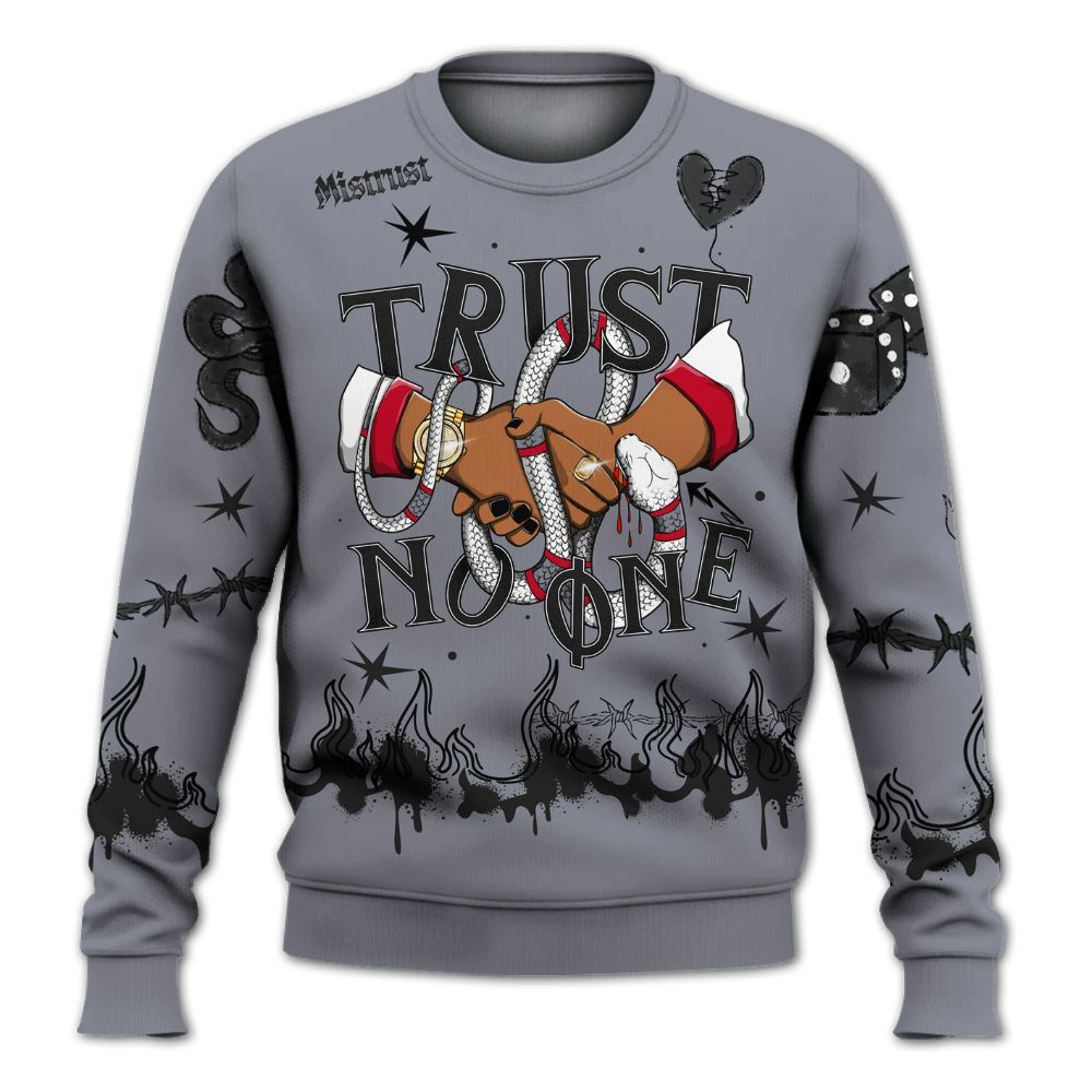 Sweatshirt To Match Retro Black Flint 13s - Trust No One Snake-Bite Doodle Crayon All Over Print