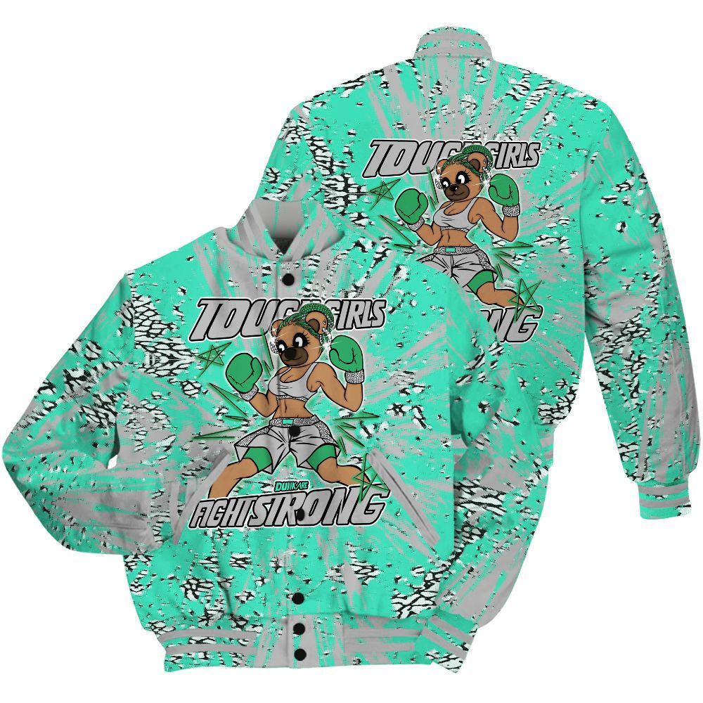 Varsity Jacket To Match Black Green Glow 3s Shirt - Gritty Girls Bear Luxury All Over Print