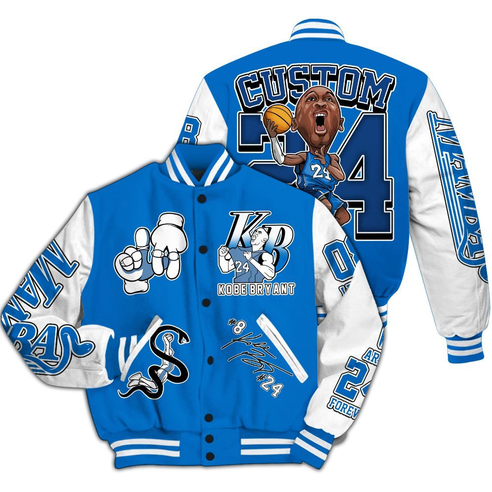 Varsity Jacket To Match Blueberry 12s Varsity Jacket- Legend 24 Snake Mamba Graphic Custom Name All Over Print