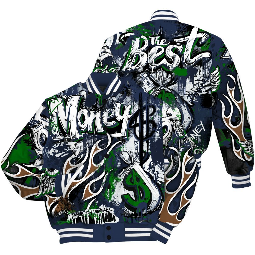Varsity Jacket To Match Midnight Navy 13s Shirt, The Best Money All Over Print