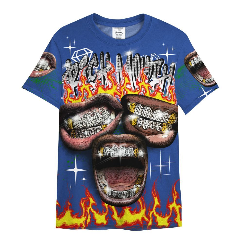 Shirt To Match Retro Hyper Royal 13s - Rich Mouth Fire Rap Retro 90s All Over Print