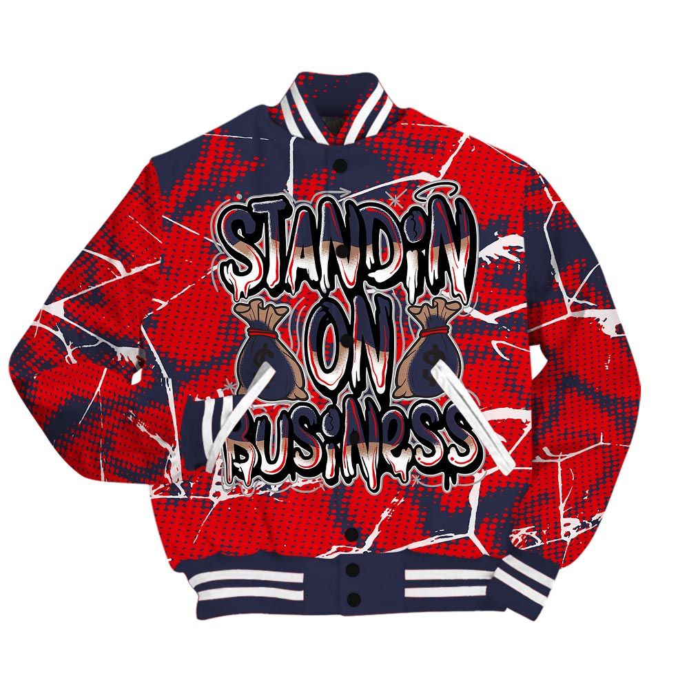 Varsity Jacket To Match Low OG Howard Bison 1s - Standin' Business White Graphic Crack Varsity Jacket Unisex