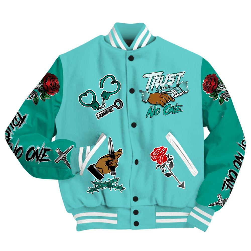 Varsity Jacket To Match KD 4 Easter Mint Candy - Trust No One Dripping All Over Print