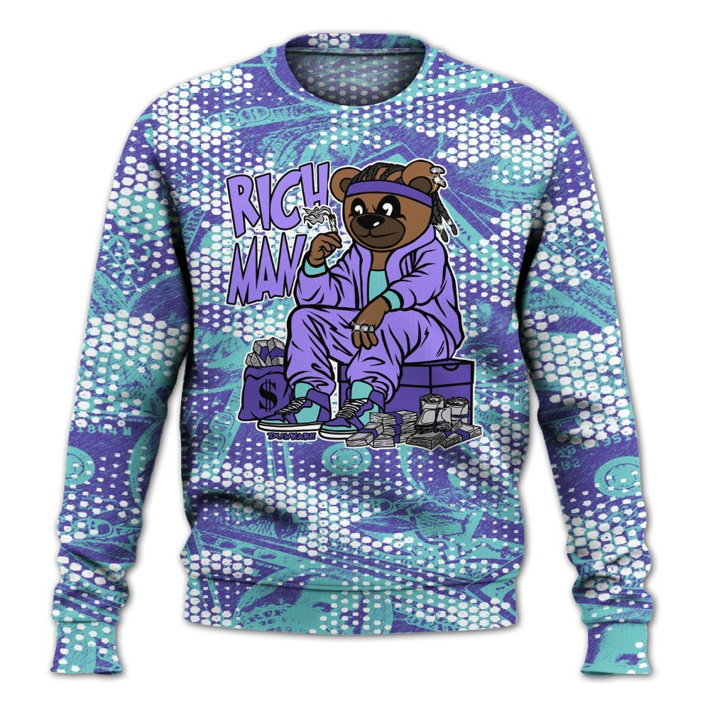 Sweatshirt To Match Low Hornets 1s - Rich Man Bear Banknotes Art All Over Print
