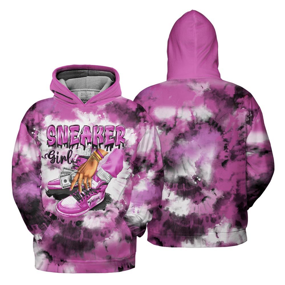 Hoodie To Match Hyper Violet 4s Hoodie, SNEAKER Girl Money Drip Tie Dye Hoodie Outfit 903 NCT
