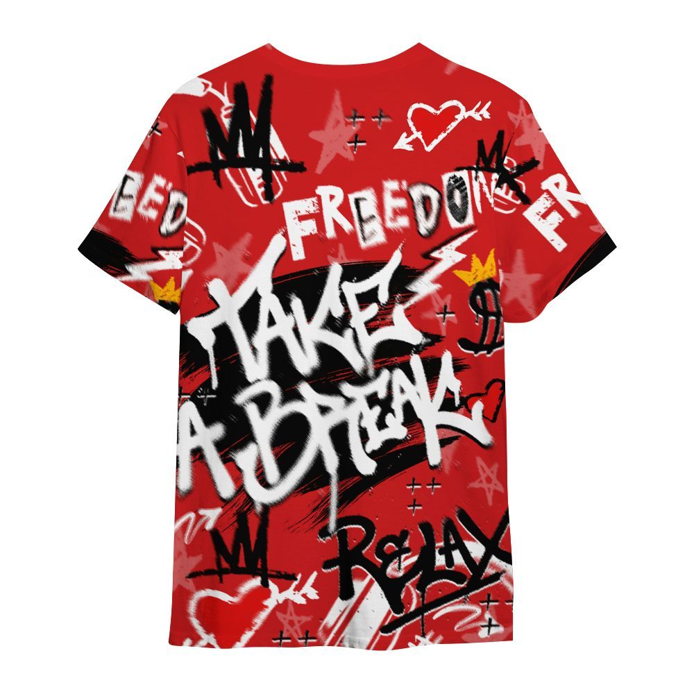 Shirt To Match Low Bred 11s - Take Break Freedom Graffiti Streetwear All Over Print