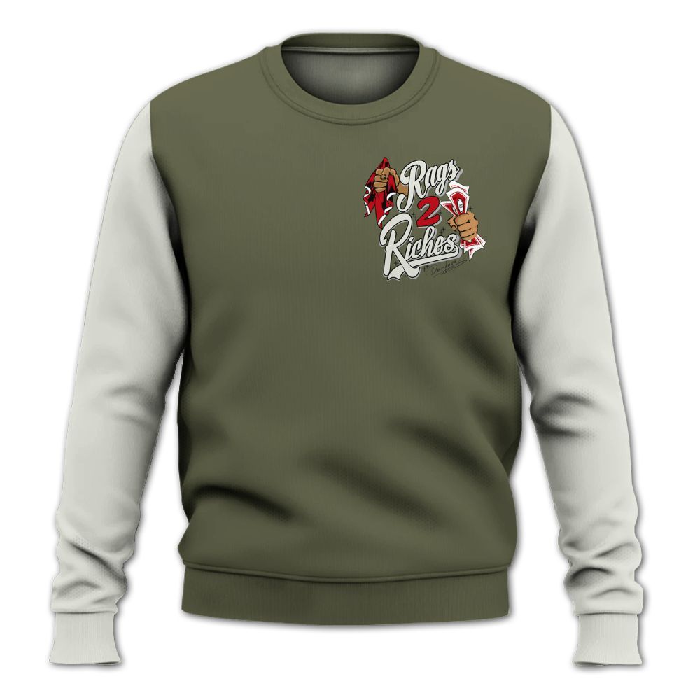 Sweatshirt To Match Low OG Medium Olive 1s - Custom Name Rag 2 Riches All Over Print