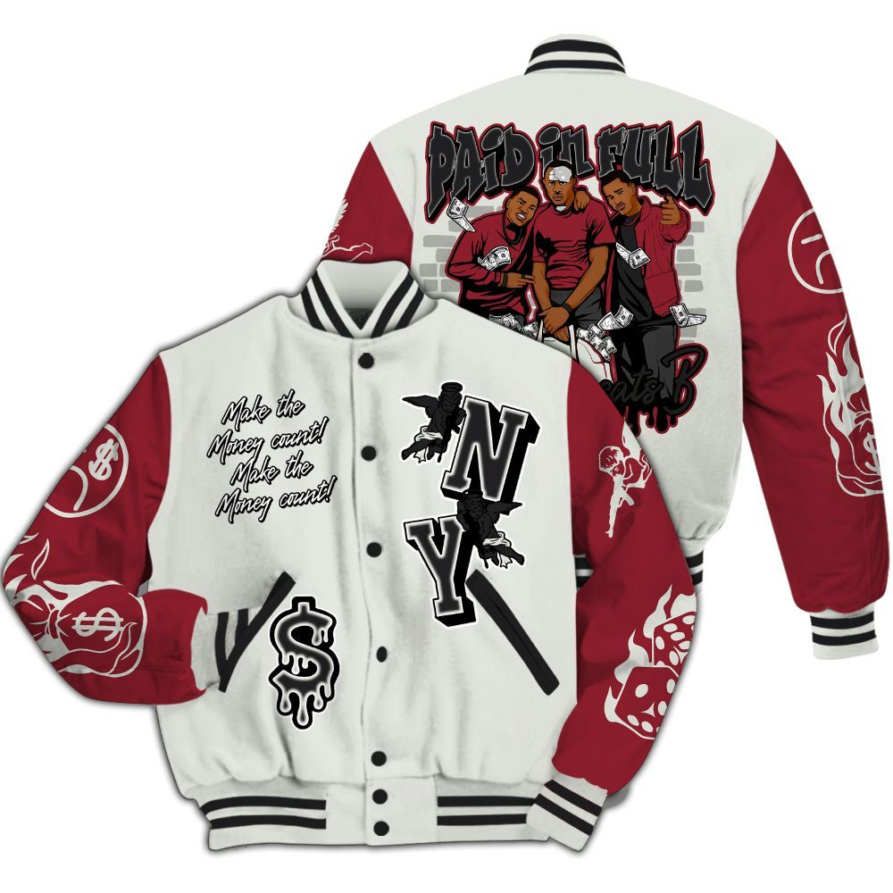 Varsity Jacket To Match Chicago 2025 40s - Paid In Full Money Graphic Varsity Jacket All Over Print