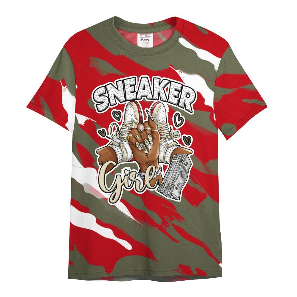 Shirt To Match Low OG Medium Olive 1s - Sneakerz Girlz Colored All Over Print