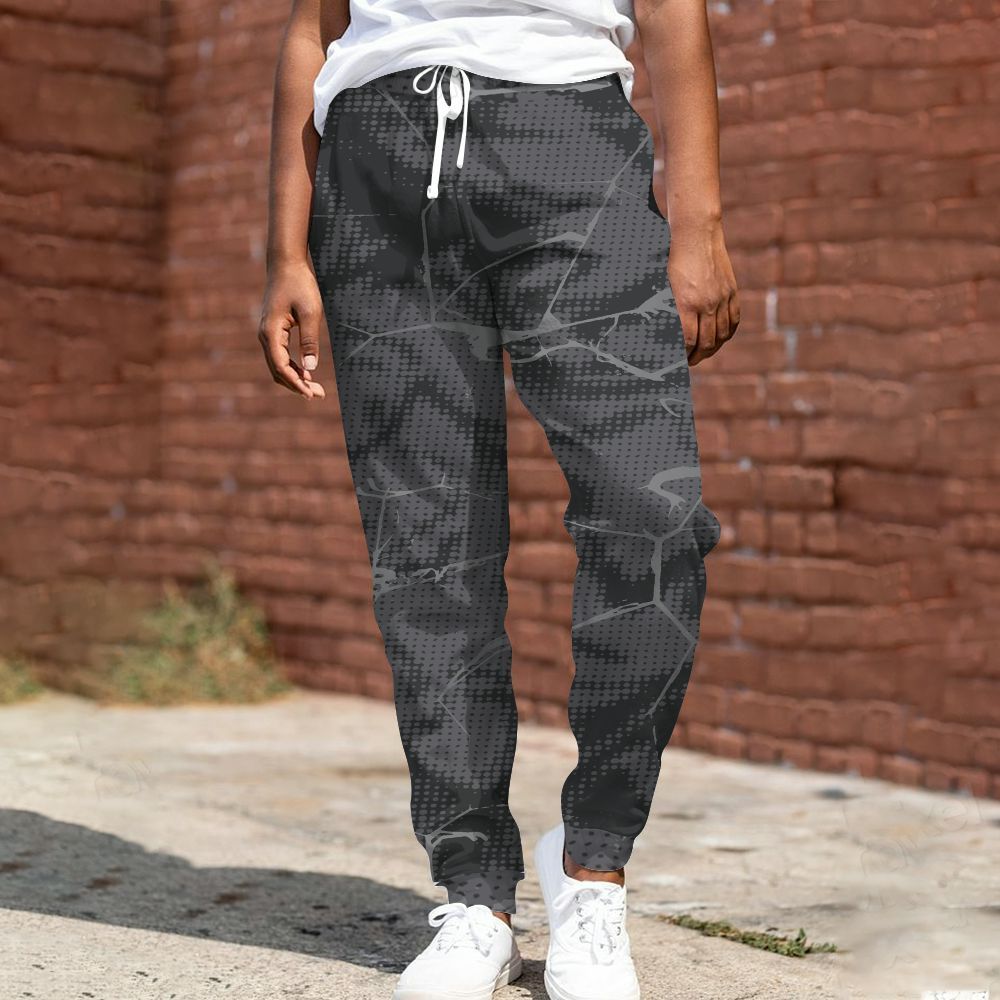 Sweatpant To Match White Thunder 4s - Crack Graphic All Over Print
