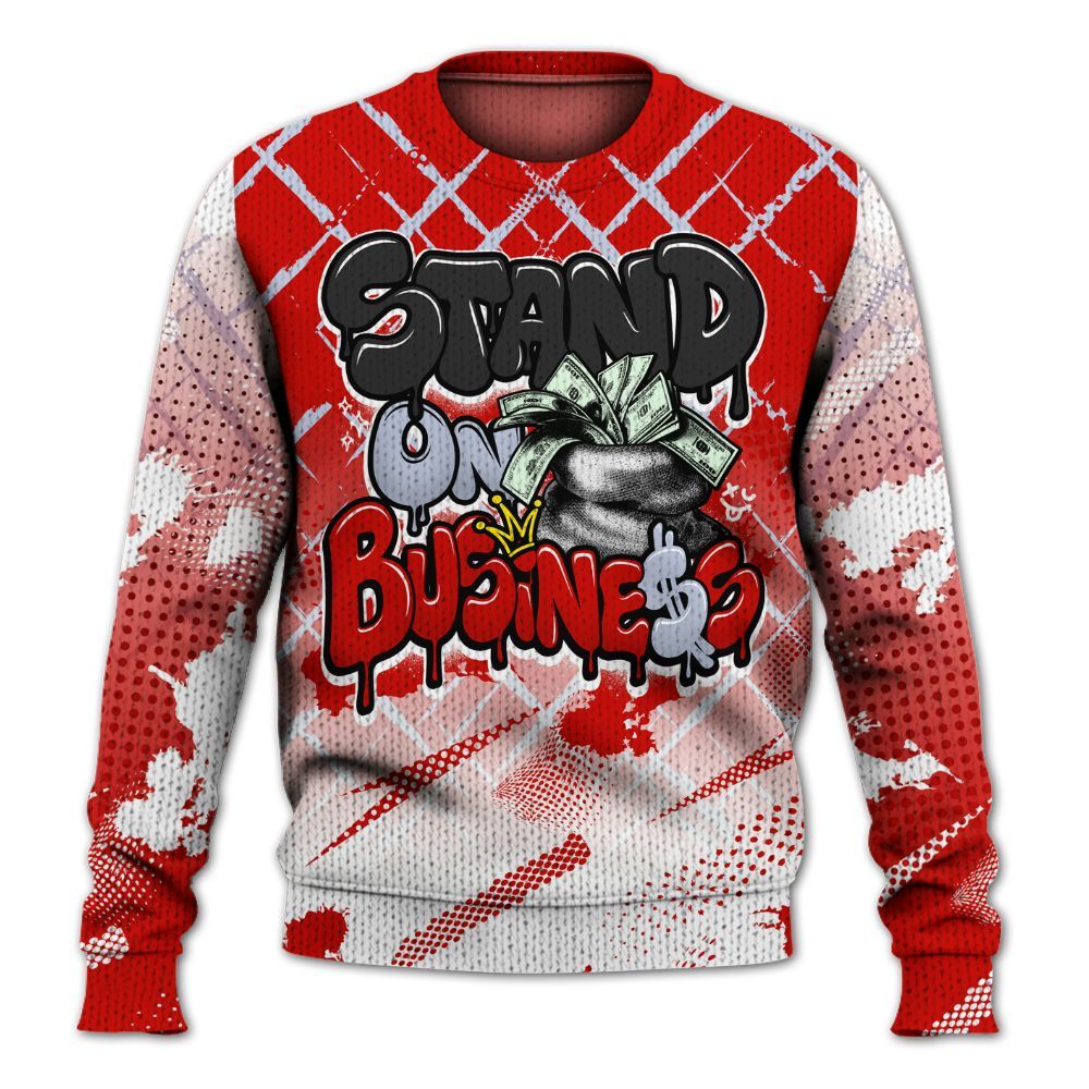 Knitted Sweater To Match Fire Red 6s - Halftone Stand Business Dripping