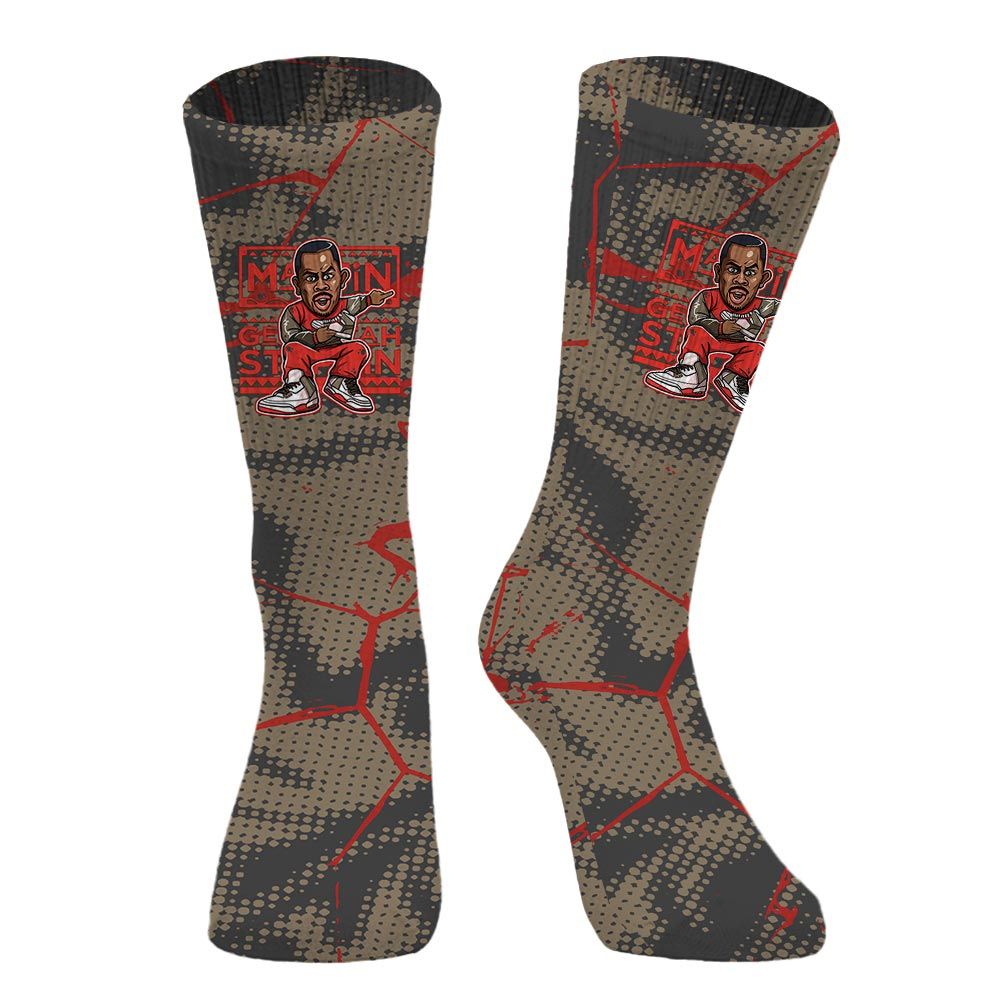 Sock To Match Olive 9s - Get Tag Sneakers Steppin' Graphic