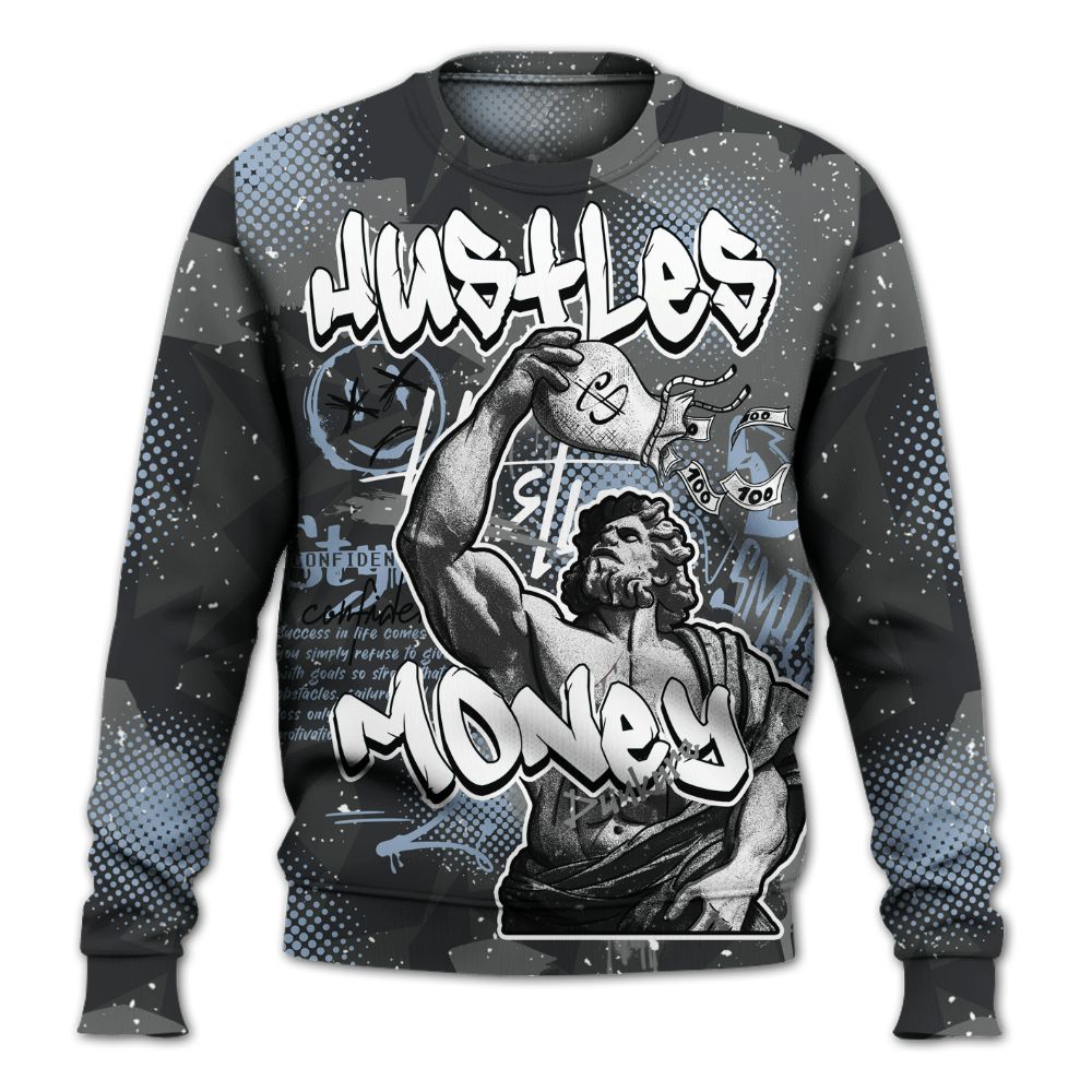 Sweatshirt To Match Reverse Black White 6s - Huslte Money Retro All Over Print