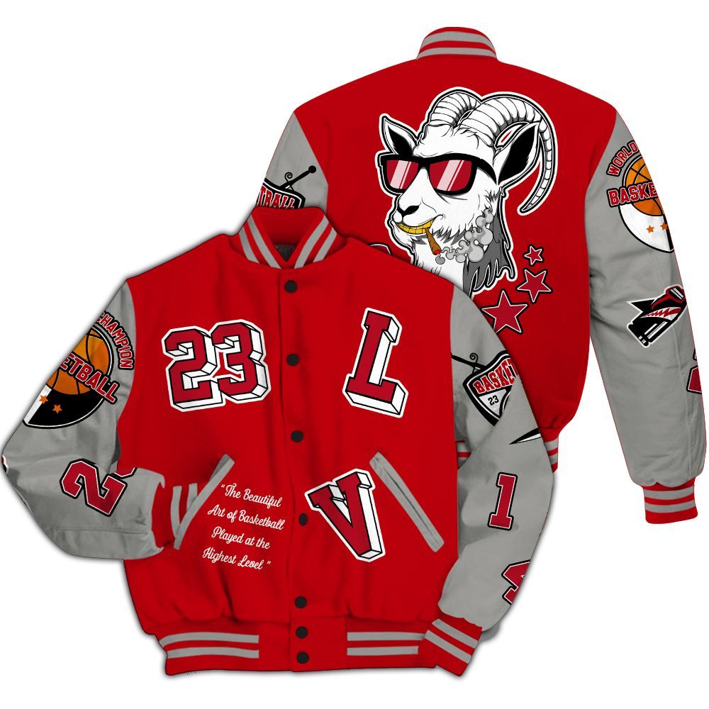 Varsity Jacket To Match Air Griffey Max Gray Reds 1s - The GOAT Got Em Streetwear All Over Print