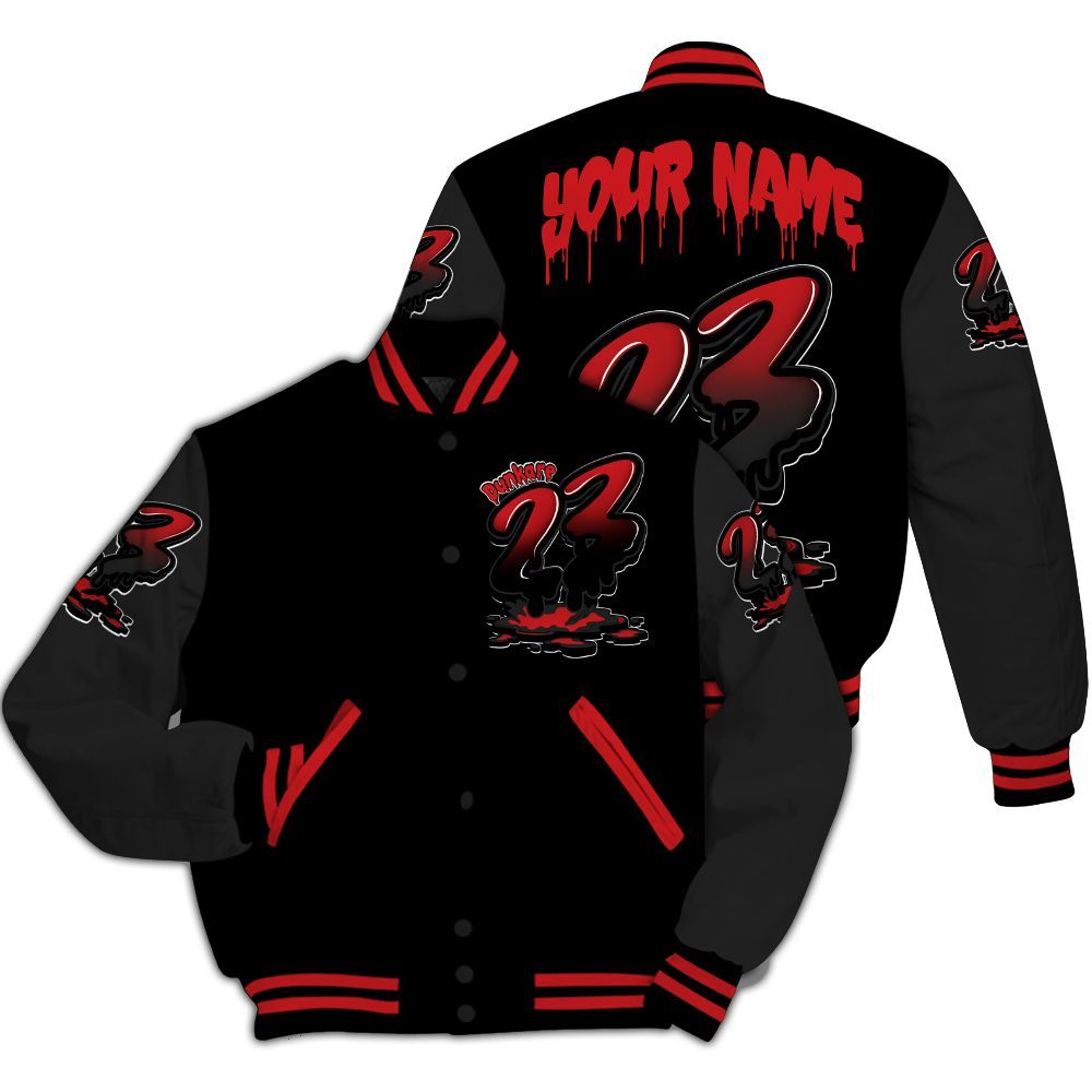 Varsity Jacket To Match Bloodline 12s - Custom Name 23 Drip All Over Print
