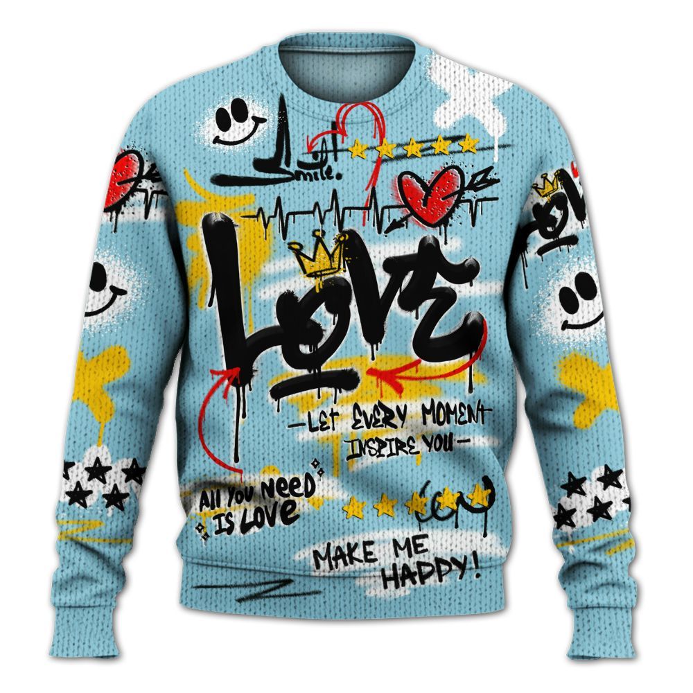 Knitted Sweater To Match Dunk High Homer Simpson - Happy Love Beats Graffiti Streetwear