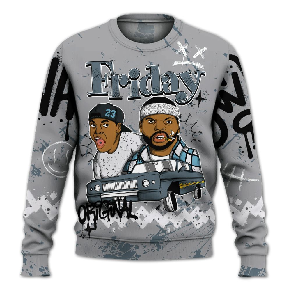 Sweatshirt To Match Retro Light Graphite Wolf Grey 5s - Friday Sneaker Crayon All Over Print