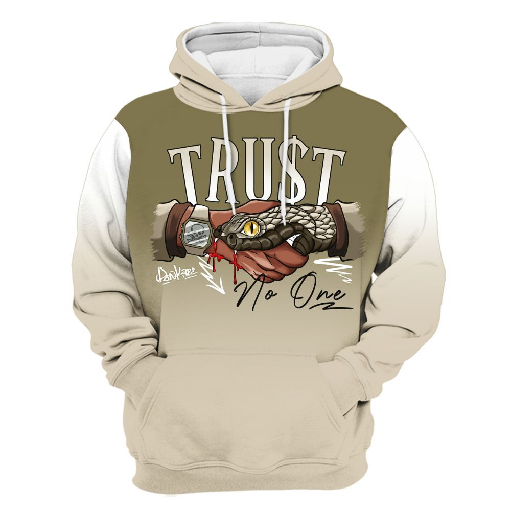 Hoodie To Match Sail Neutral Olive 6s - Snake Trust No One Drip All Over Print
