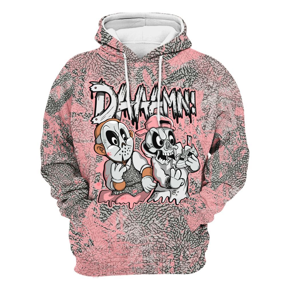 Hoodie To Match Retro Wings 3s - Damn Shoe Graphic Heart Grunge All Over Print