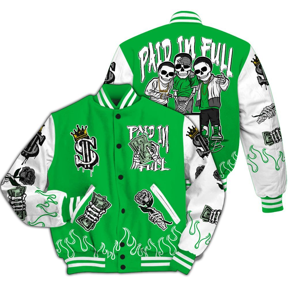 Varsity Jacket To Match Lucky Green 5s - Fire Everybody Paid In All Over Print