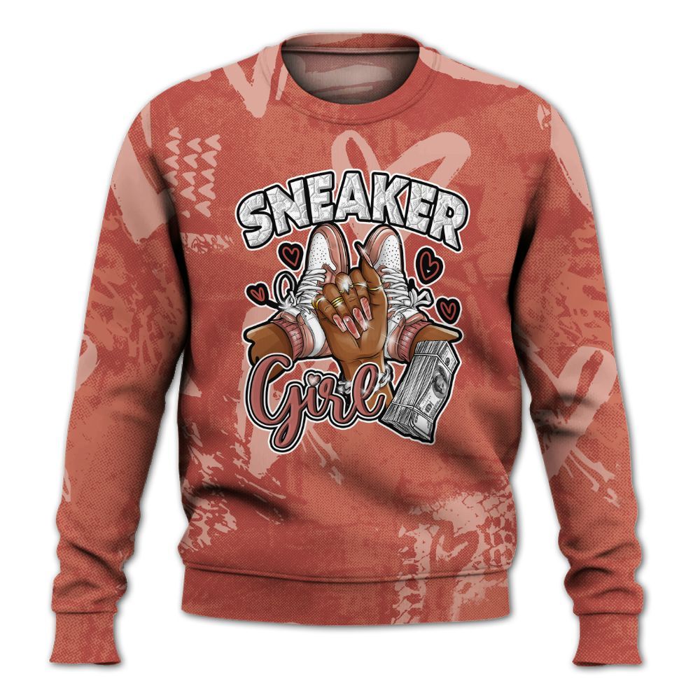 Sweatshirt To Match Dune Red 13s - Sneakerz Girlz Heart Grunge All Over Print