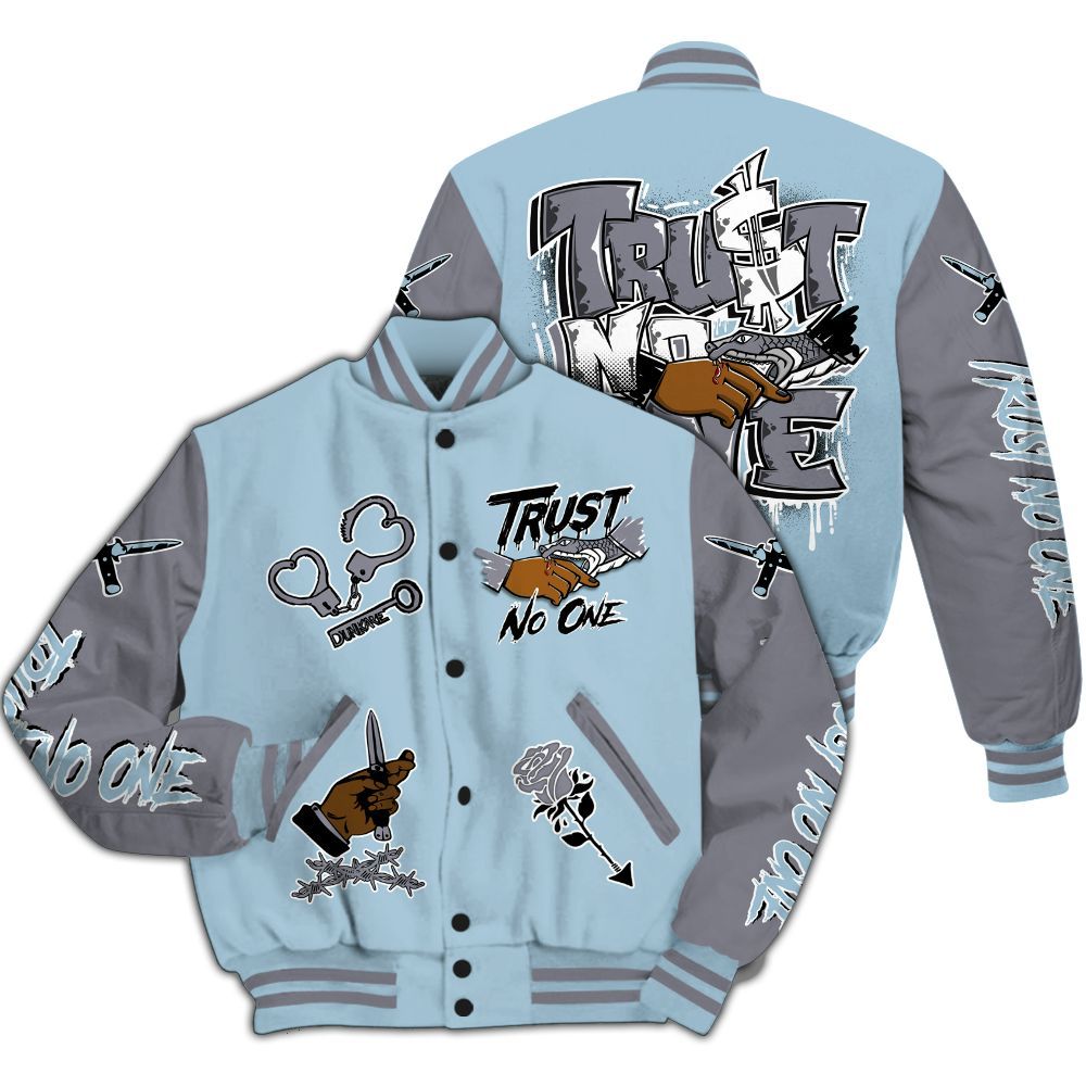 Varsity Jacket To Match Chambray 7s - Trust No One Dripping All Over Print
