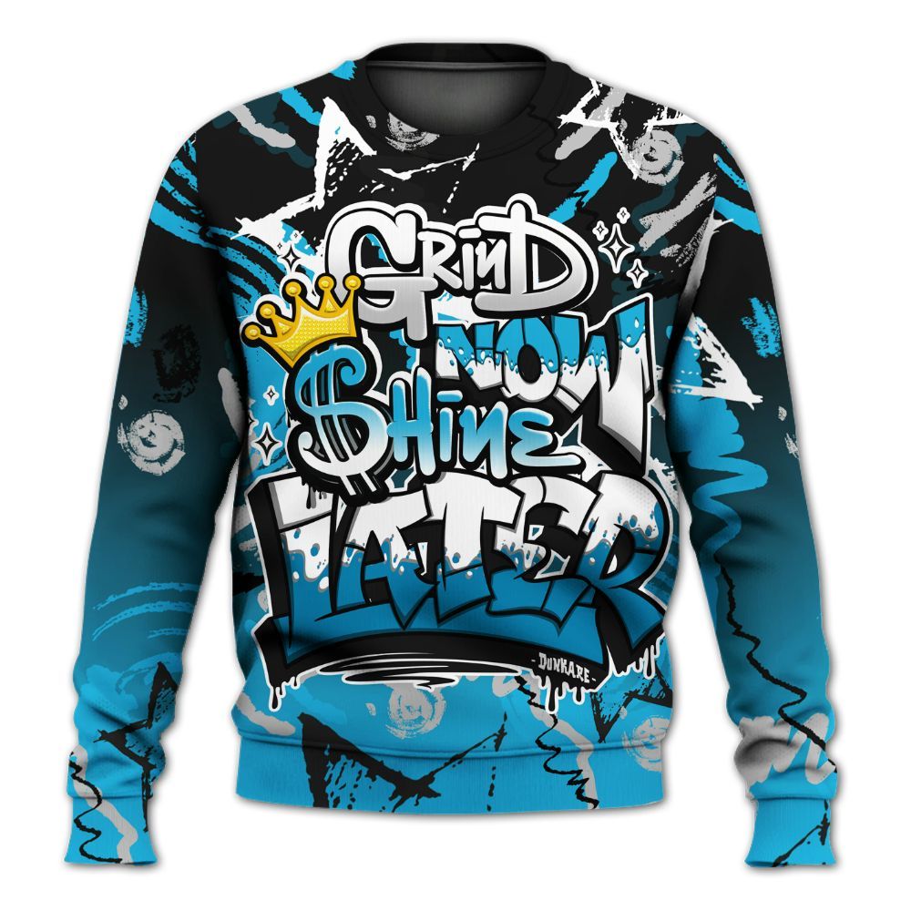 Sweatshirt To Match Black University Blue 2026 14s - Grind Shine Later Drip All Over Print