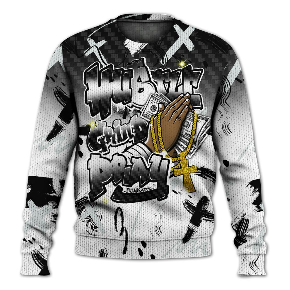 Knitted Sweater To Match Kobe 9 Protro Halo - Money Hustle Grind Pray