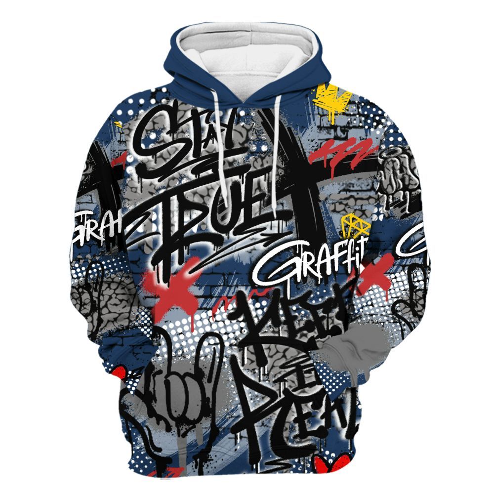 Hoodie To Match SP Sport Royal 3s - True It Real Graffiti Streetwear All Over Print