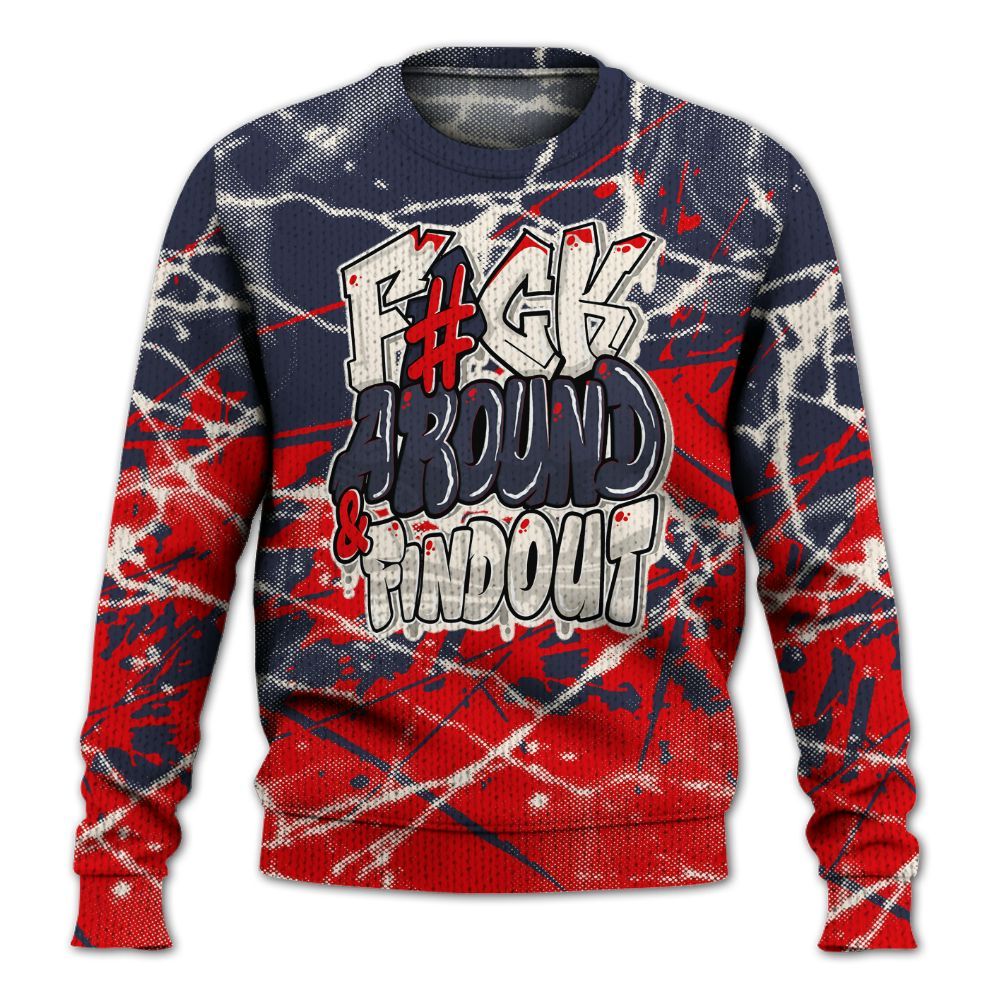 Knitted Sweater To Match Low OG Howard Bison 1s - F Around Find Out Graphic Profound