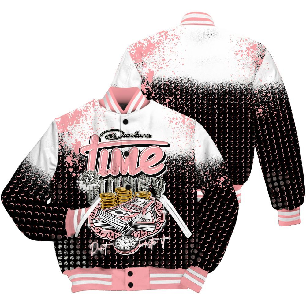 Varsity Jacket To Match Retro Wings 3s Shirt, Halftone Time Is Money All Over Print
