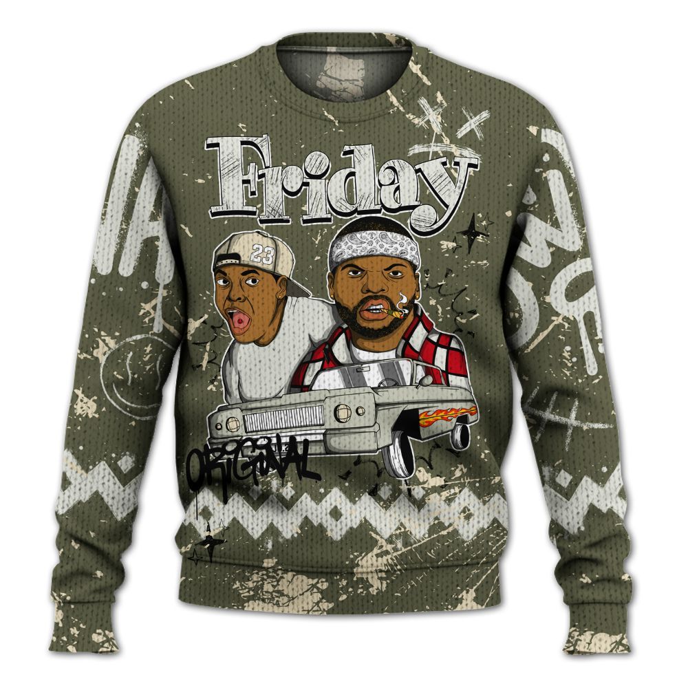 Knitted Sweater To Match Travis Scott Low OG Medium Olive 1s - Friday Sneaker Crayon
