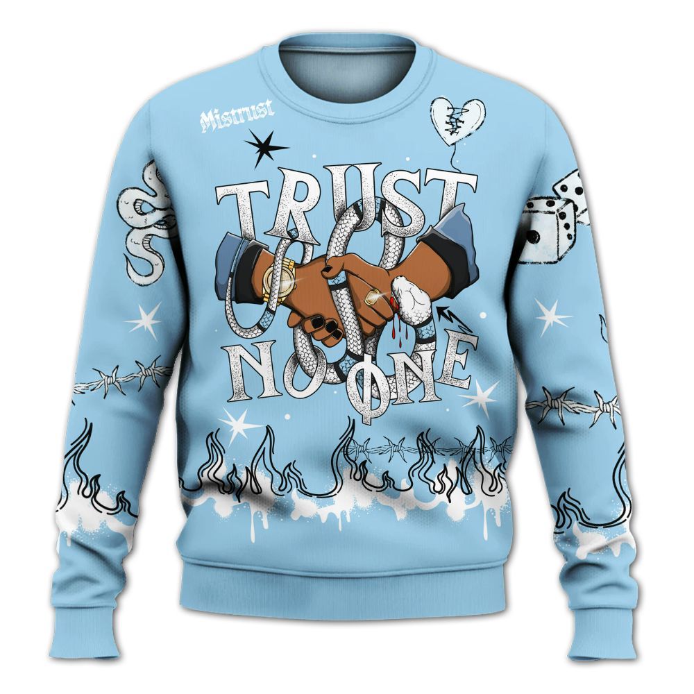 Sweatshirt To Match Legend Blue 11s - Trust No One Snake-Bite Doodle Crayon All Over Print