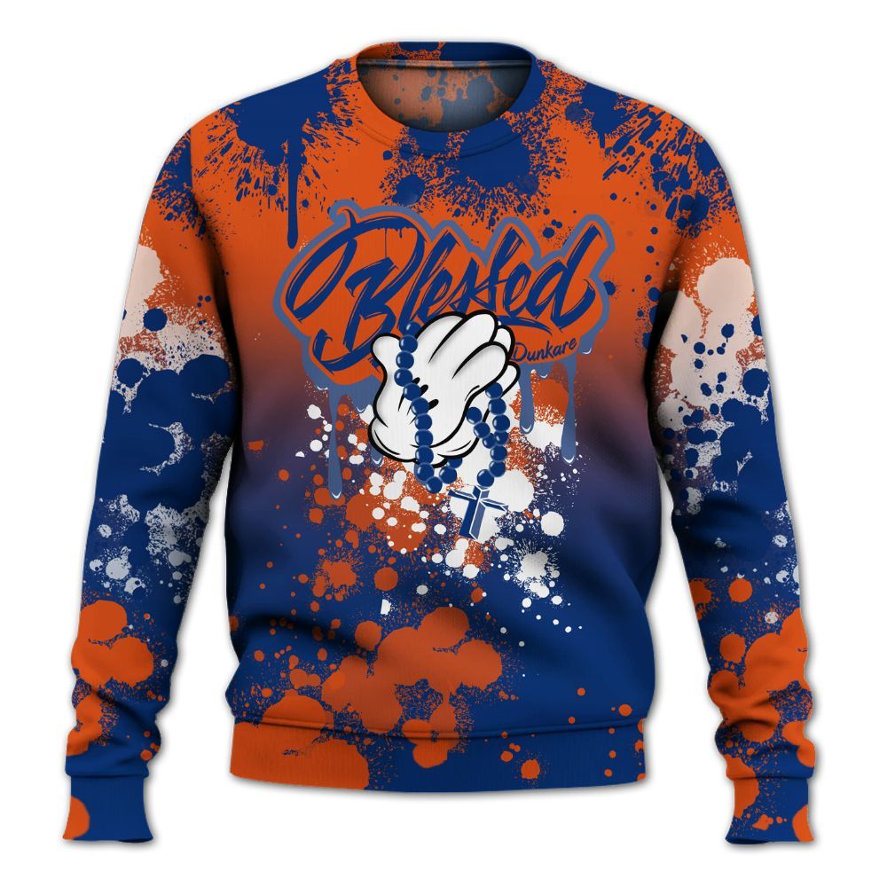 Sweatshirt To Match Mid Knicks 1s - God Blessed Ink Drip All Over Print