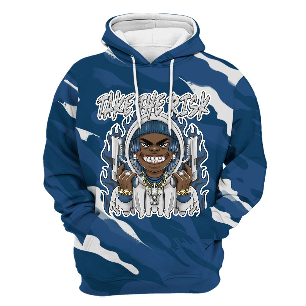 Hoodie To Match High OG Midnight Navy 1s - Take The Risk Colored All Over Print