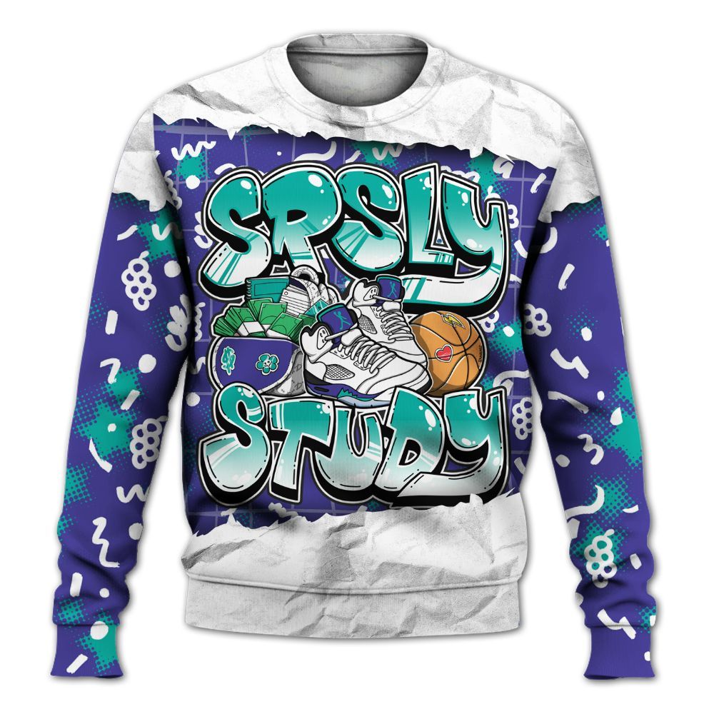 Sweatshirt To Match Retro Grape 5s - SRSLY Study Doodle All Over Print
