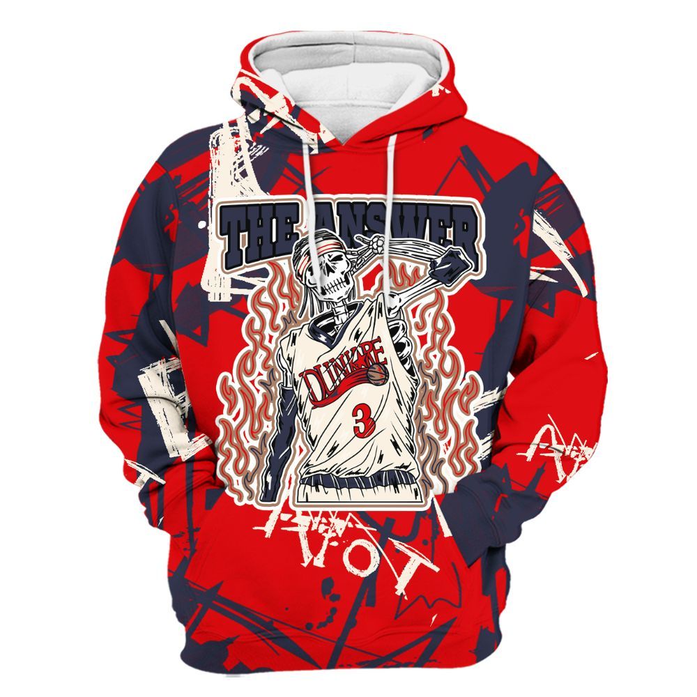 Hoodie To Match Low OG Howard University 1s - Allen Answer Skeleton Messyz All Over Print