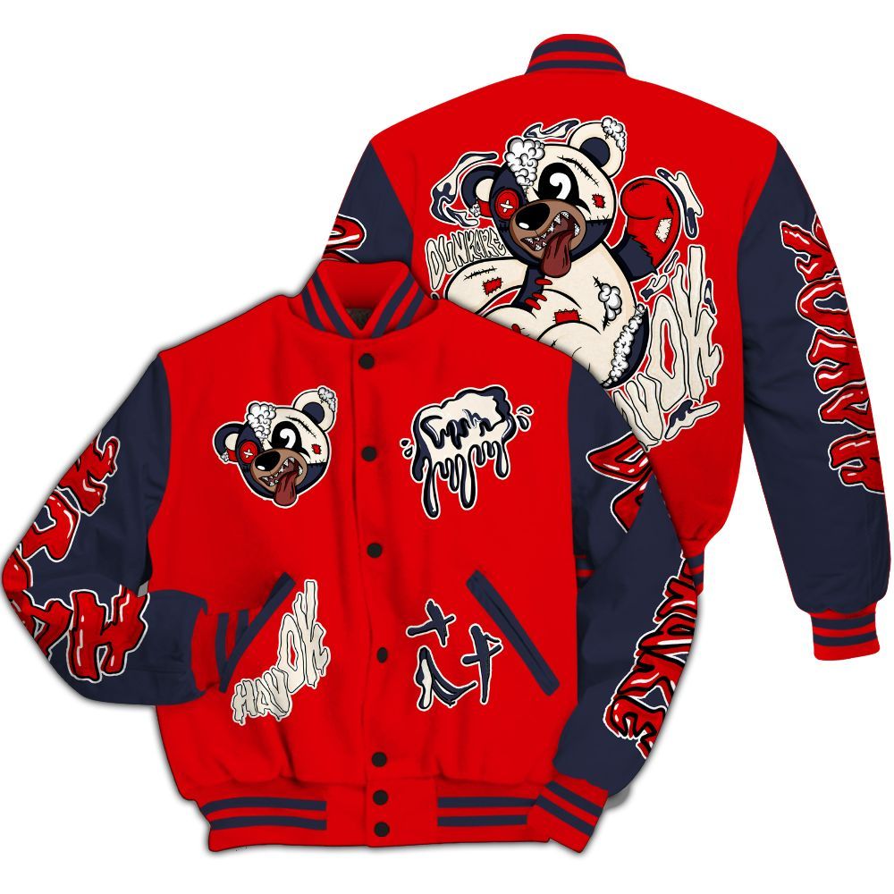 Varsity Jacket To Match Low OG Howard University 1s - Havok Bear All Over Print