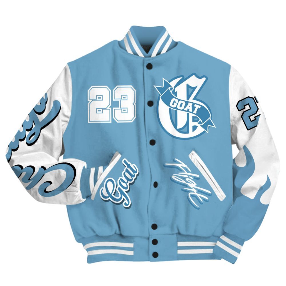 Varsity Jacket To Match High OG UNC Reimagined 1s - The G.O.A.T Flight Streetwear All Over Print