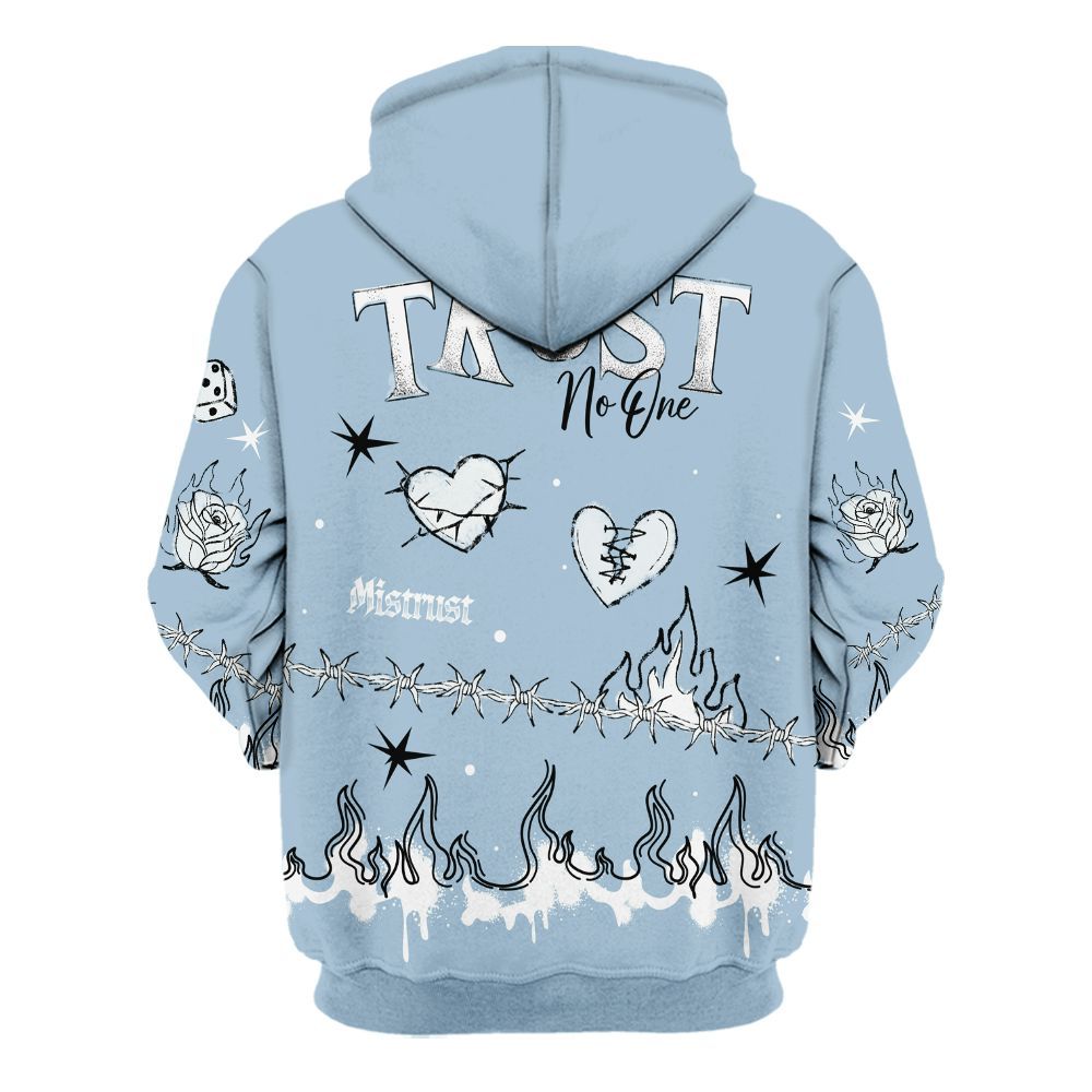 Hoodie To Match Mid Ice Blue 1s - Trust No One Snake-Bite Doodle Crayon All Over Print