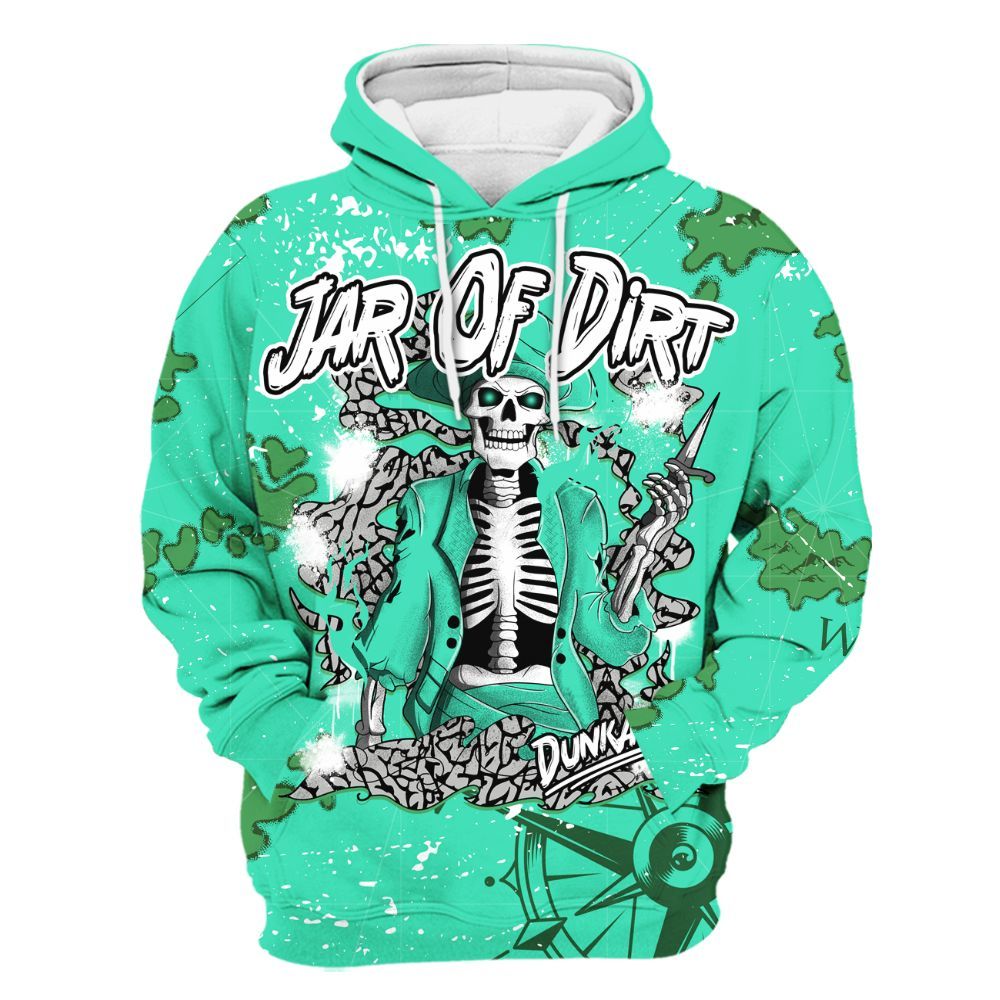 Hoodie To Match Black Green Glow 3s - Skeleton Jar Of Dirt Retro Green Glow 3s Outfit All Over Print
