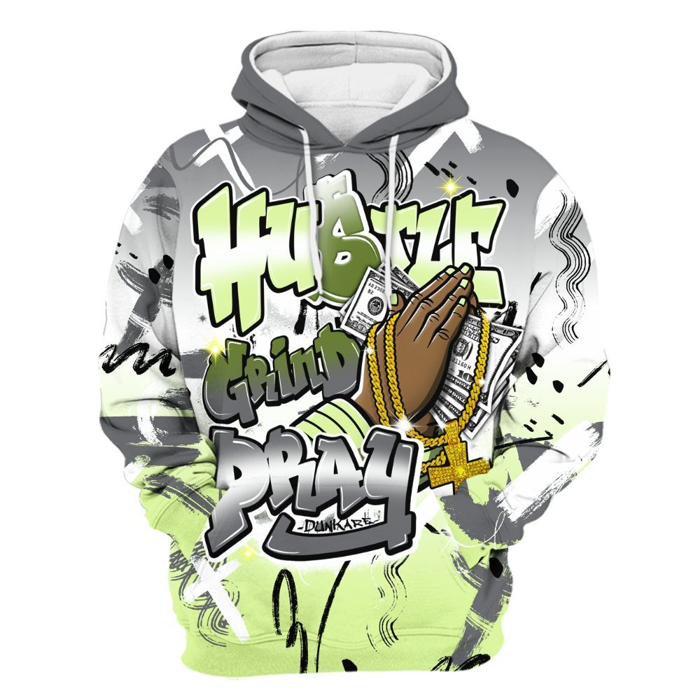 Hoodie To Match Smoke Grey Volt TR 1s - Money Hustle Grind Pray All Over Print