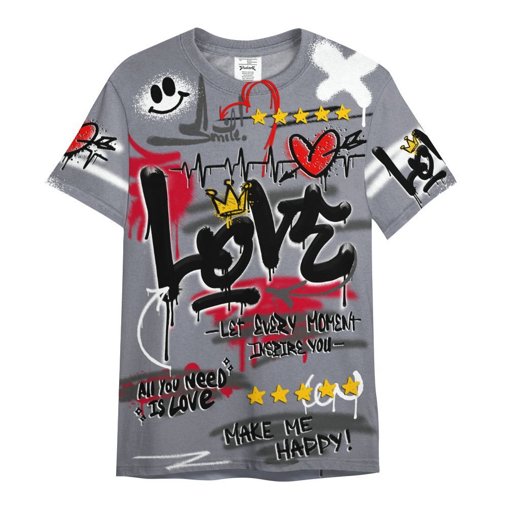 Shirt To Match Retro Black Flint 13s - Happy Love Beats Graffiti Streetwear All Over Print