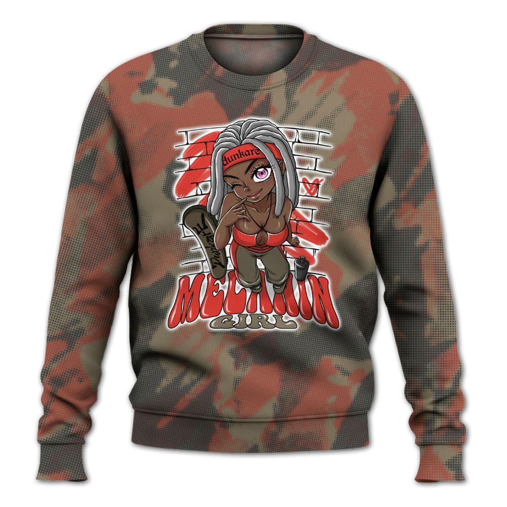 Sweatshirt To Match Olive 9s - MelaninGirl Abstract Halftone All Over Print