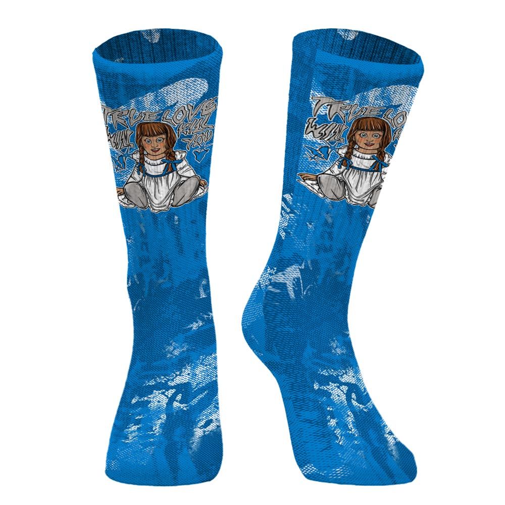 Sock To Match Military Blue 4s - Genuine Loves Bear Halloween Heart Grunge