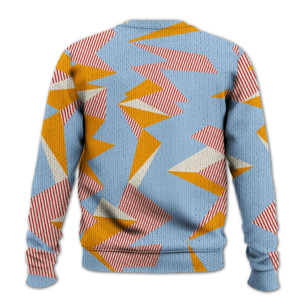 Sweater To Match Retro High OG Pale Ivory Psychic Blue 1s - Geometric Camouflage Pattern Graphic